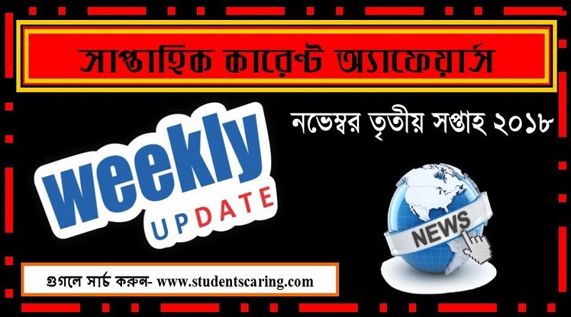 কারেন্ট অ্যাফেয়ার্স নভেম্বর তৃতীয় সপ্তাহ ২০১৮